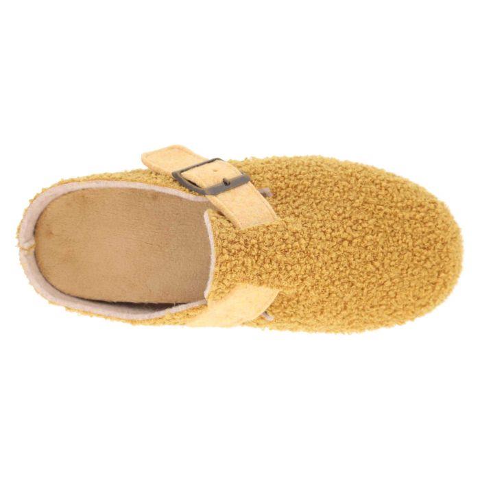 Women's Wide Fit DB Gill Buckle Mule Slippers in Pink Fleece - Image 1