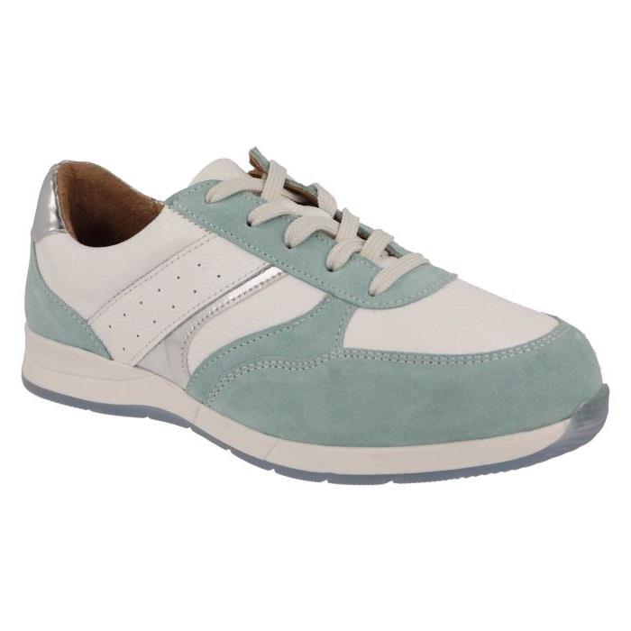 Women's Wide Fit DB Miriam Trainers in Blue Suede / White Leather - Image 1