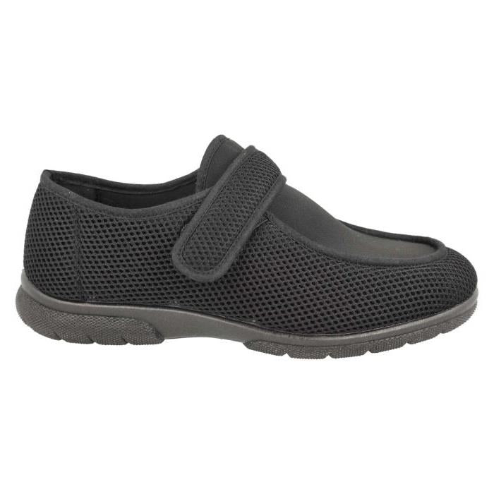 Men's Wide Fit DB Jamie Shoes in Black Stretch Textile - Image 1