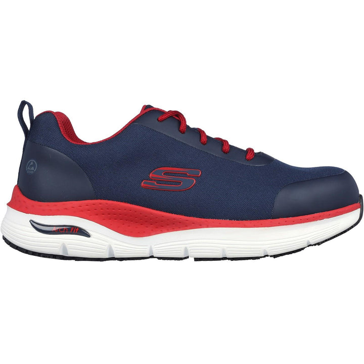 Men's Wide Fit Skechers 200086EC Arch Fit Ringstap Safety Trainers - Red/Navy