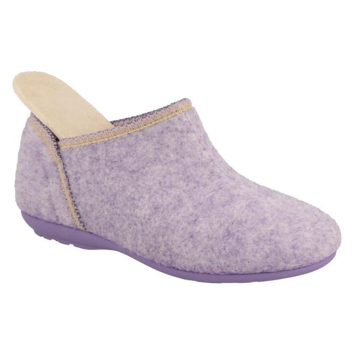 Women's Wide Fit DB Reedmace Ankle Slippers in Lilac Felt - Image 1
