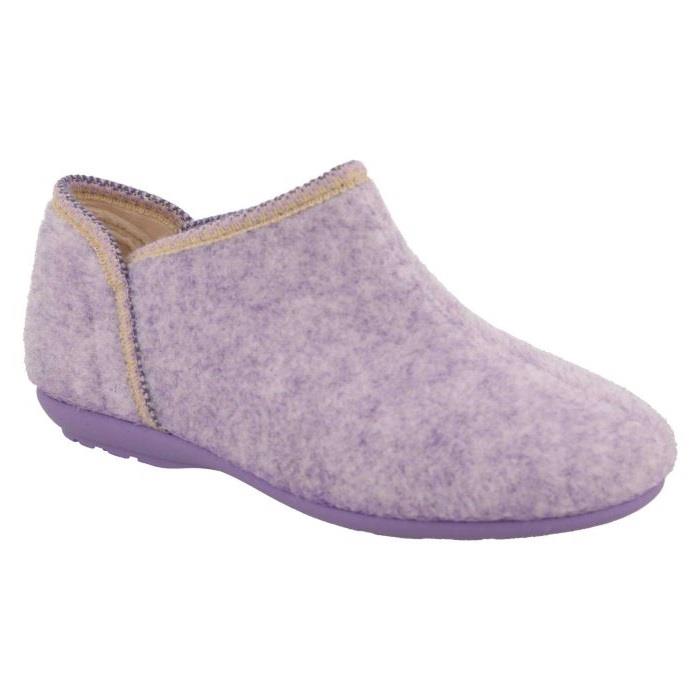 Women's Wide Fit DB Reedmace Ankle Slippers in Lilac Felt - Image 1