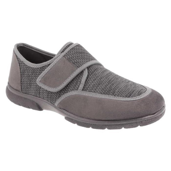 Men's Wide Fit DB Gavin Velcro Slippers in Navy Stretch / Navy Suedette - Image 7