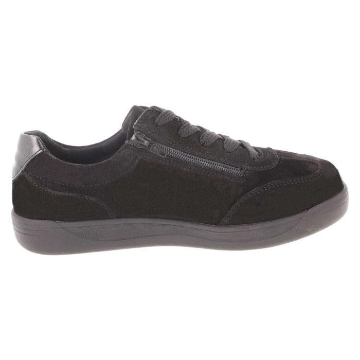 Women's Wide Fit DB Hannah Lace Up Trainers in Black Suede - Image 3