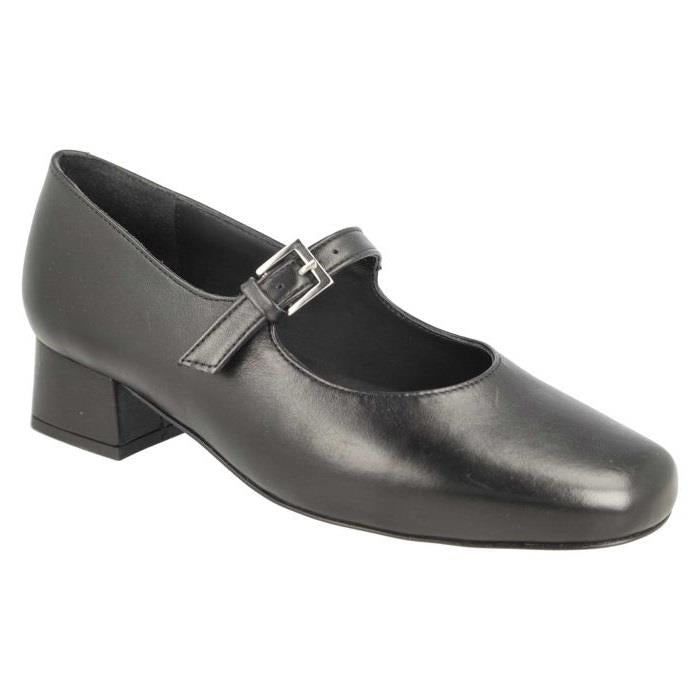 Women's Wide Fit DB Sirius Court Shoes in Black Leather - Image 1
