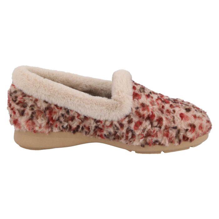 Women's Wide Fit DB Paige Slip on Slippers in Beige Multi Textile - Image 8