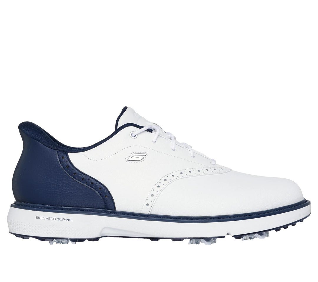 Men's Wide Fit Skechers Slip-ins 214125 Prestige Go Golf Waterproof Trainers in White/Navy - Image 1