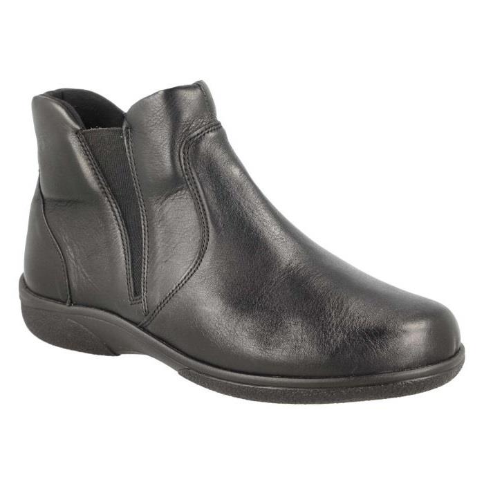 Women's Wide Fit DB Daylily Boots in Black Leather - Image 3