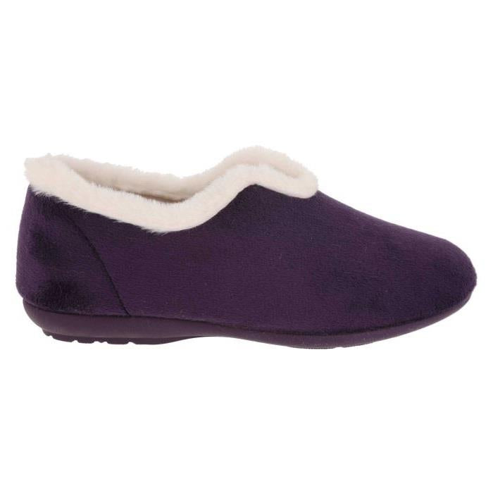 Women's Wide Fit DB Faye Slip on Slippers in Navy Velour - Image 8