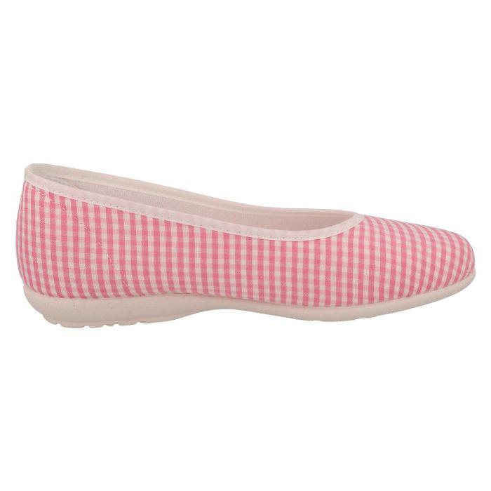 Women's Wide Fit DB Anenome Canvas Pumps in Blue Gingham Canvas - Image 9