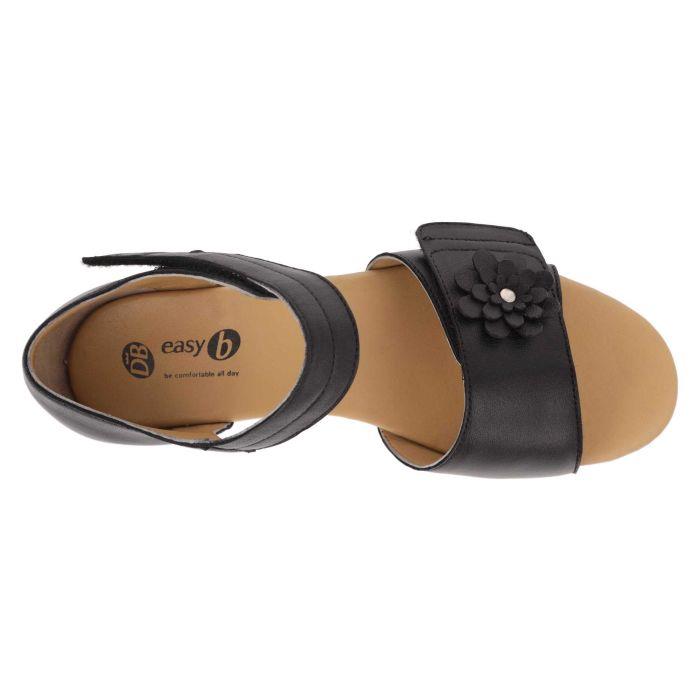 Women's Wide Fit DB Peony Sandals in Black Leather - Image 5