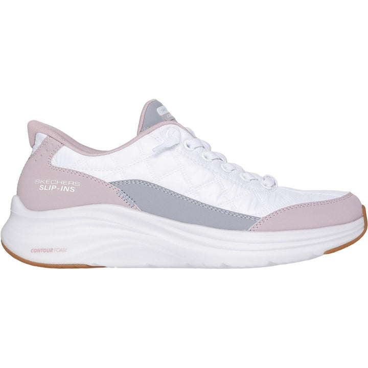 Women's Wide Fit Skechers 150404 Slip-ins Contour Foam Cozy Fit Trainers in White/Lavender - Image 1