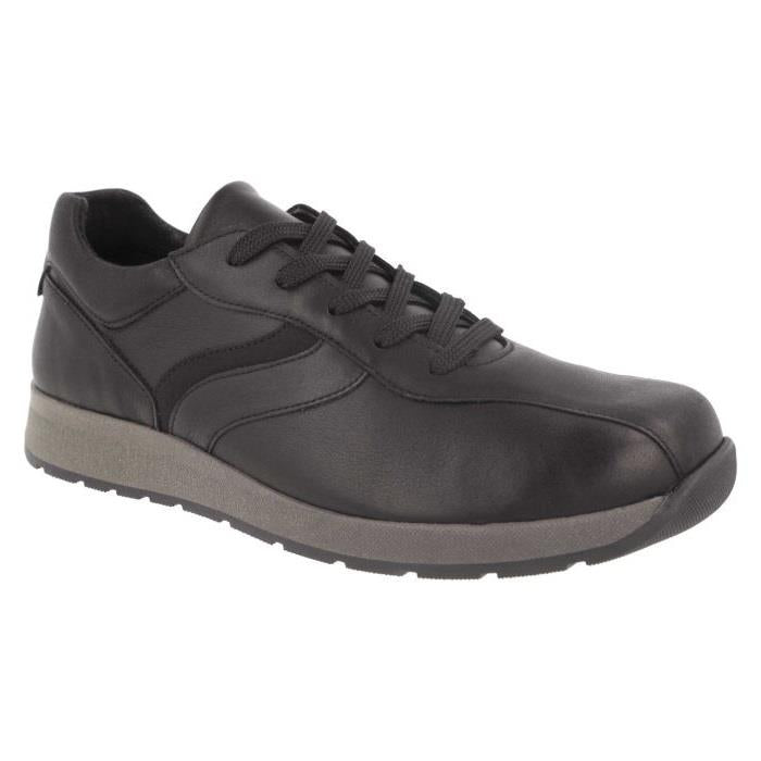 Men's Wide Fit DB Maurice Trainers in Black Leather - Image 1