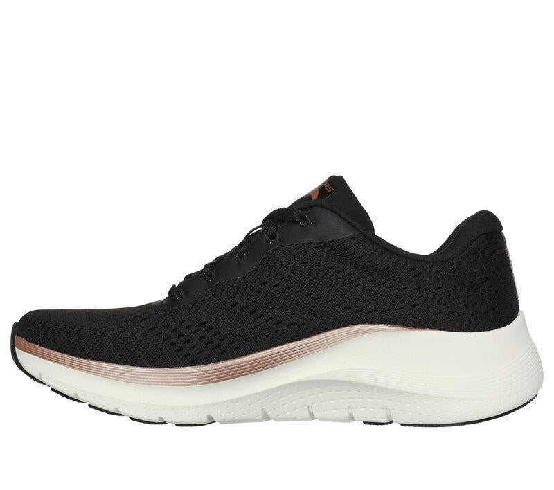 Women's Wide Fit Skechers Arch Fit 150067 2.0 Glow The Distance Trainers in Black/Rose Gold - Image 4