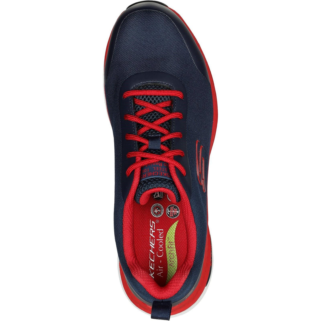 Men's Wide Fit Skechers 200086EC Arch Fit Ringstap Safety Trainers - Red/Navy