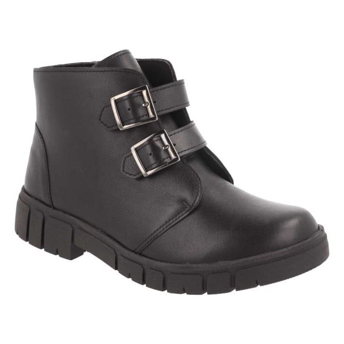 Women's Wide Fit DB Penelope Buckle Boots in Black Leather - Image 4