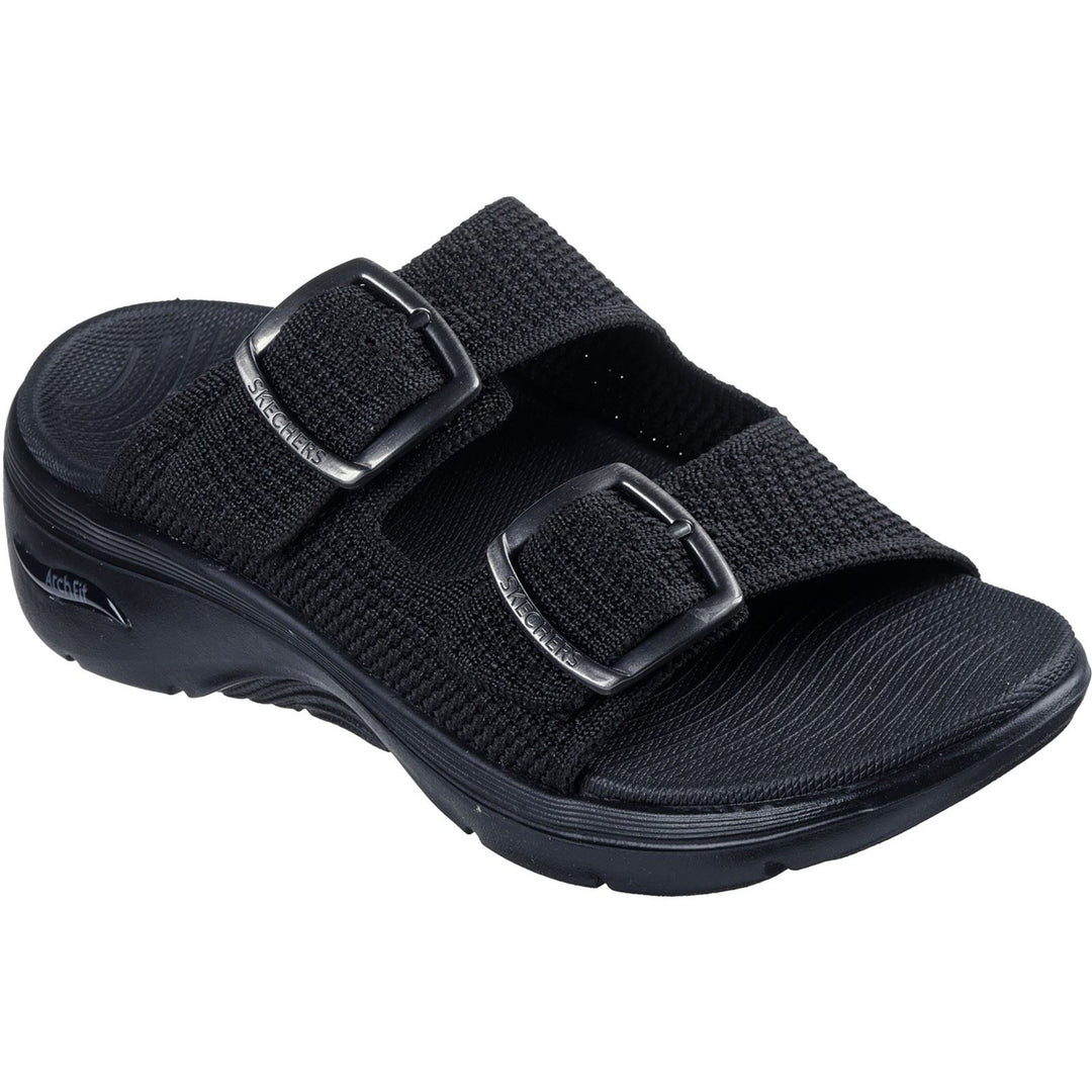 Women's Wide Fit Skechers Go Walk Arch Fit 2.0 Destined Sandals in Black - Image 3