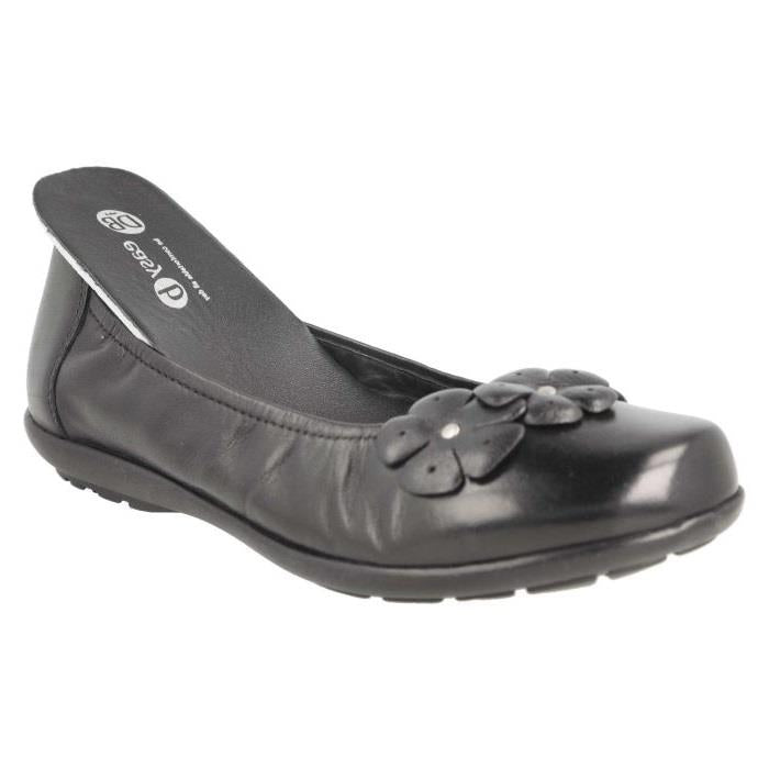 Women's Wide Fit DB Imani Ballet Pumps in Black Leather - Image 1