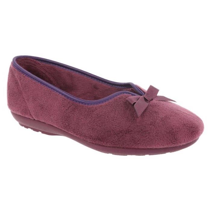 Women's Wide Fit DB Kayleigh Slippers in Mauve Velour - Image 8