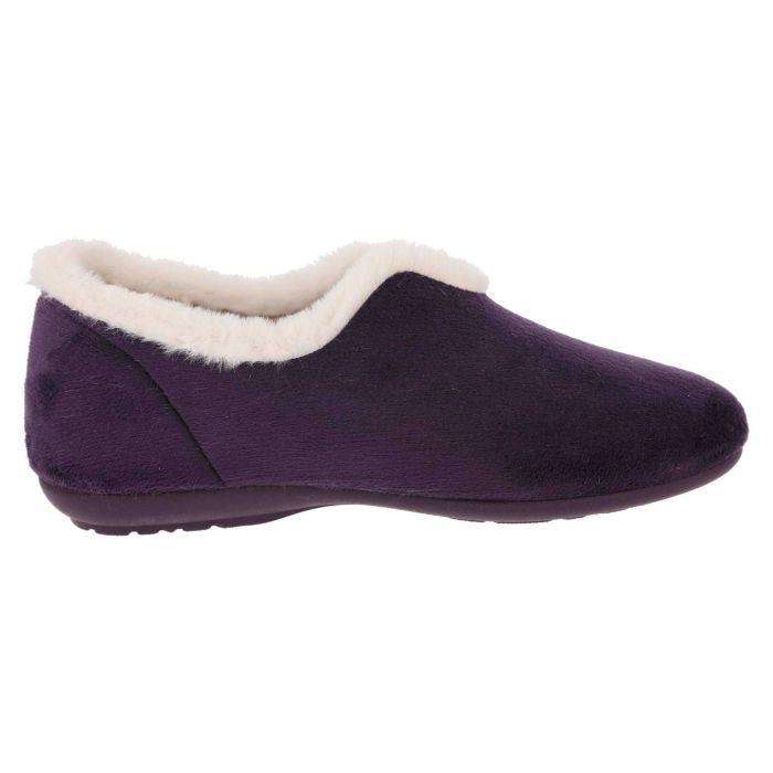 Women's Wide Fit DB Faye Slip on Slippers in Navy Velour - Image 9