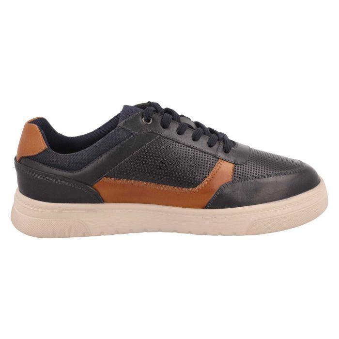 Men's Wide Fit DB Arlo Shoes in Navy / Light Tan Leather - Image 1