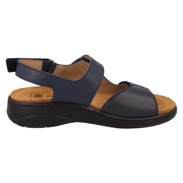 Women's Wide Fit DB Mallow Sandals in Navy Leather - Image 1