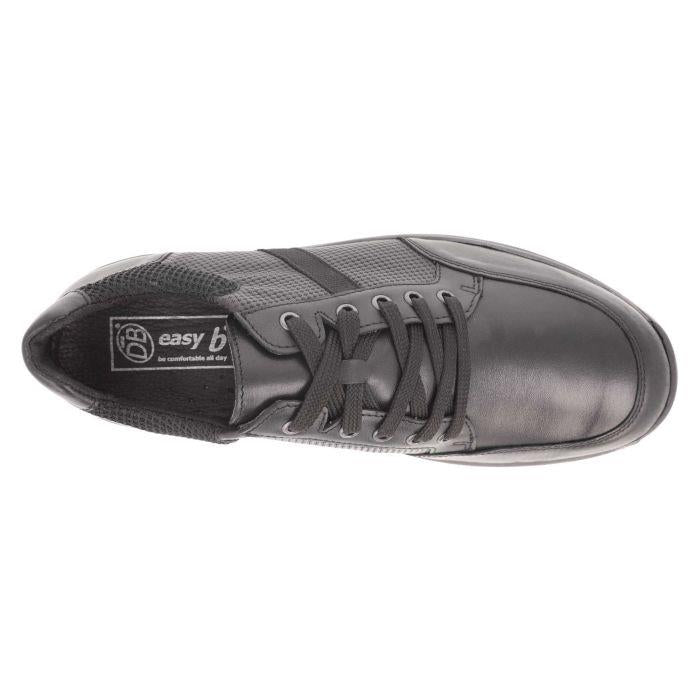 Men's Wide Fit DB Jerome Trainers in Black Leather - Image 1