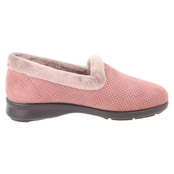 Women's Wide Fit DB Betony Slippers in Rose Velour / Shiny Dot - Image 1