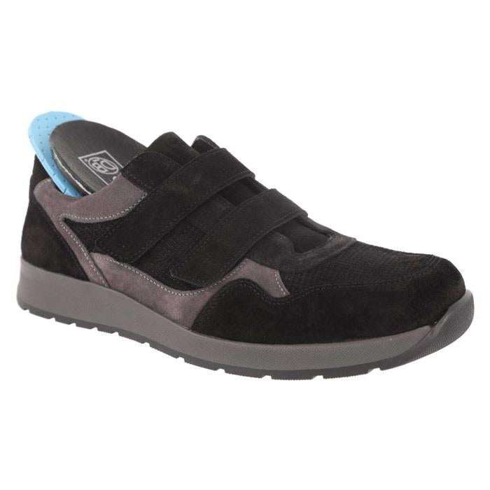 Men's Wide Fit DB Edmund Trainers in Black / Grey Suede - Image 4