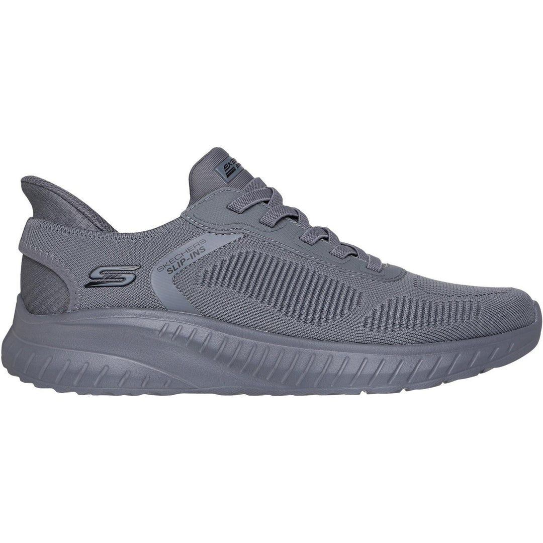 Men's Wide Fit Skechers Slip-ins 118312 Bobs Sport Squad Chaos Solid Step Trainers in Dark Grey - Image 7
