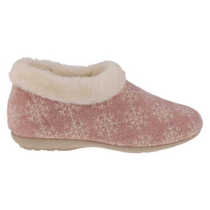 Women's Wide Fit DB Libby Slippers in Navy / White Snowflake - Image 1