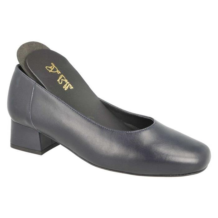 Women's Wide Fit DB Hyperion Heel Court Shoes in Black Leather - Image 1