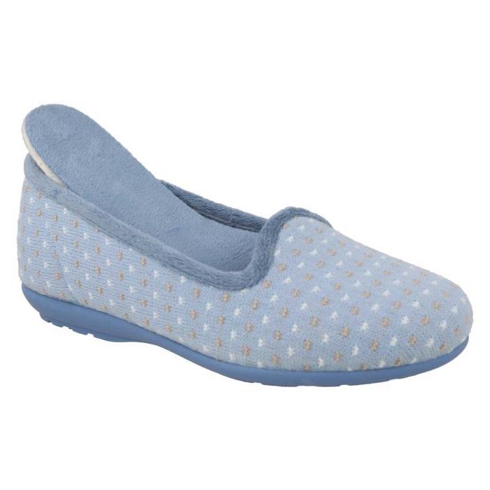 Women's Wide Fit DB Lacey Slip-on Slippers in Blue Multi Textile - Image 5