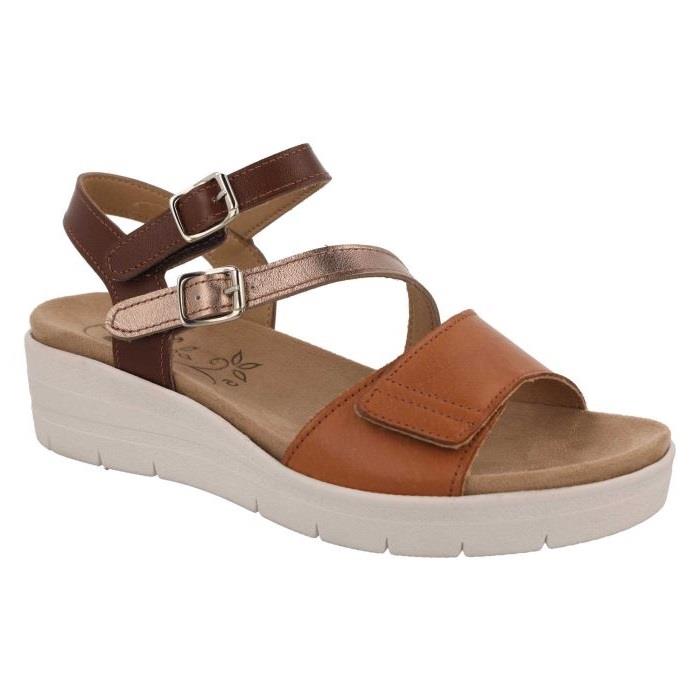 Women's Wide Fit DB Honor Sandals in Gold / Bronze / Silver Leather - Image 1
