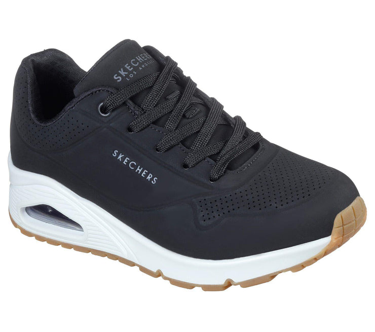 Skechers 73690 Extra Wide Uno - Stand On Air Walking Street Trainers Blk Wht-2