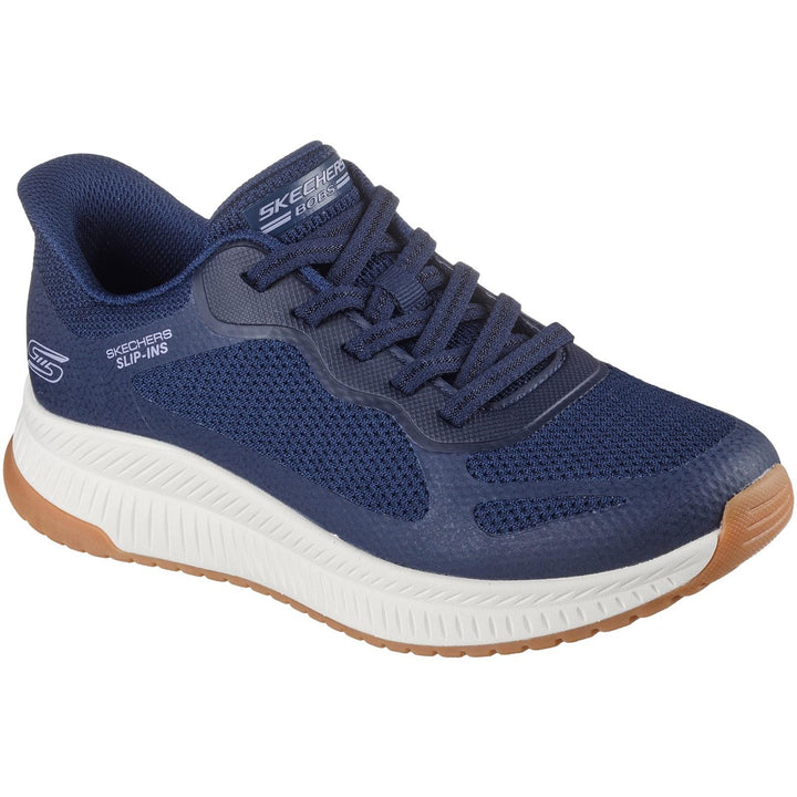 Women's Wide Fit Skechers 117624 Slip-ins Bobs Squad 4 Staple Look Trainers in Navy - Image 1