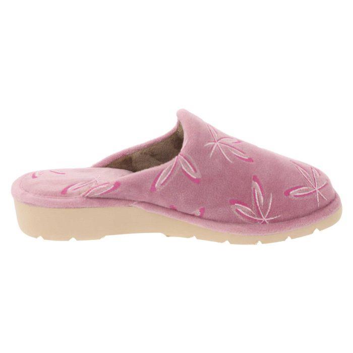 Women's Wide Fit DB Balsam Mule Slippers in Blue Floral Velour - Image 7