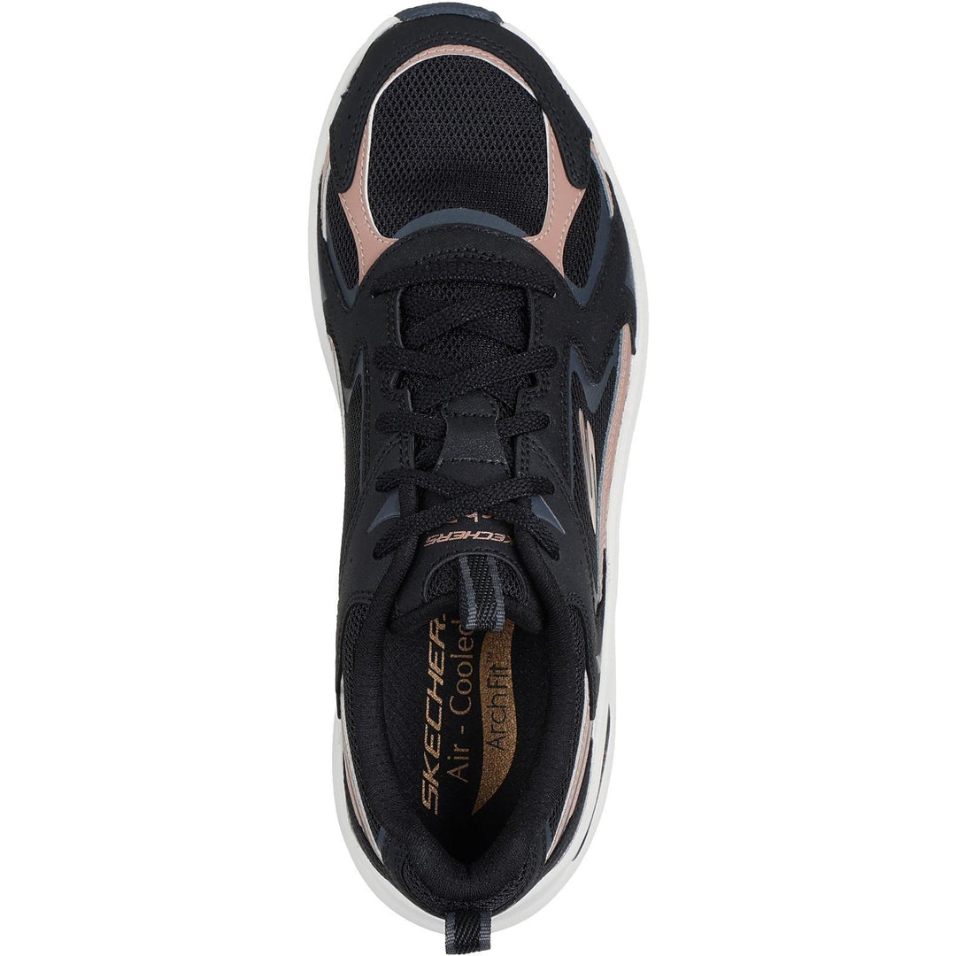 Women's Wide Fit Skechers 150332 Arch Fit 2.0 Vintage Luxe Trainers in Black/Rose Gold - Image 5