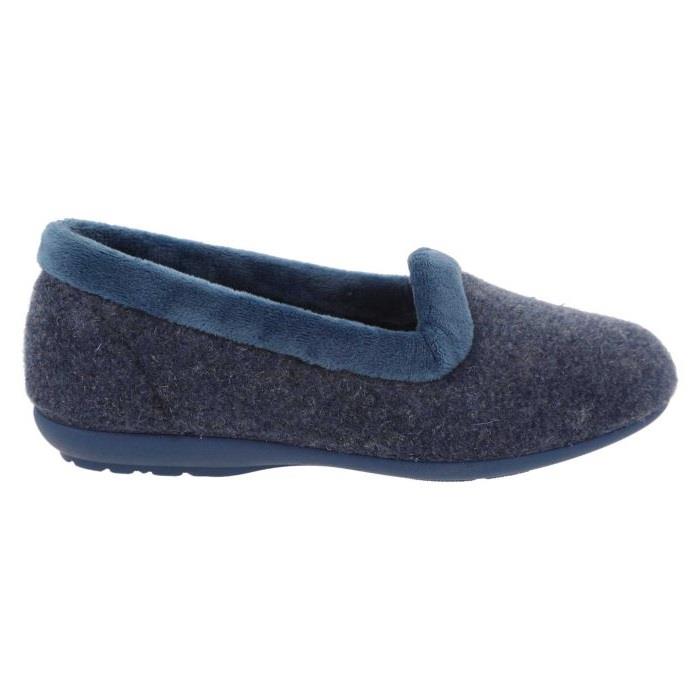 Women's Wide Fit DB Celia Slippers in Navy Felt - Image 2
