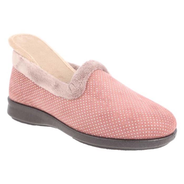 Women's Wide Fit DB Betony Slippers in Rose Velour / Shiny Dot - Image 11