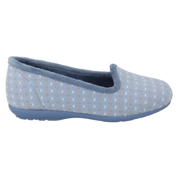 Women's Wide Fit DB Lacey Slip-on Slippers in Blue Multi Textile - Image 1