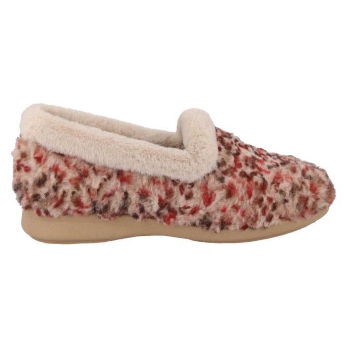 Women's Wide Fit DB Paige Slip on Slippers in Beige Multi Textile - Image 9