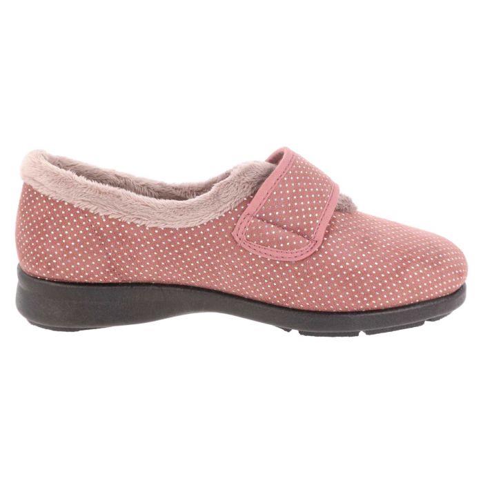 Women's Wide Fit DB Heidi Slippers in Black Velour / Shiny Dot - Image 9