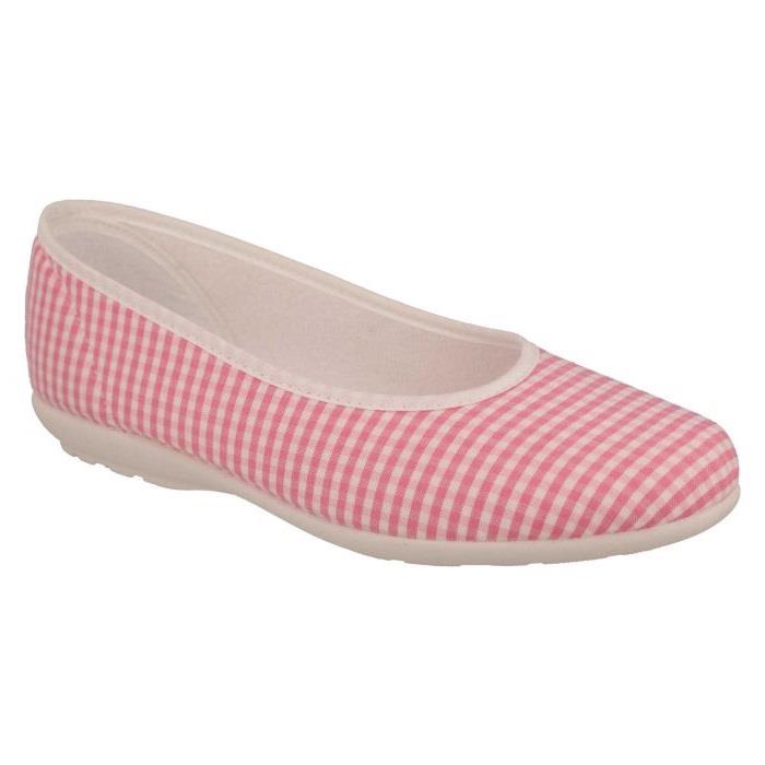 Women's Wide Fit DB Anenome Canvas Pumps in Blue Gingham Canvas - Image 1