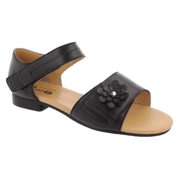 Women's Wide Fit DB Peony Sandals in Black Leather - Image 3