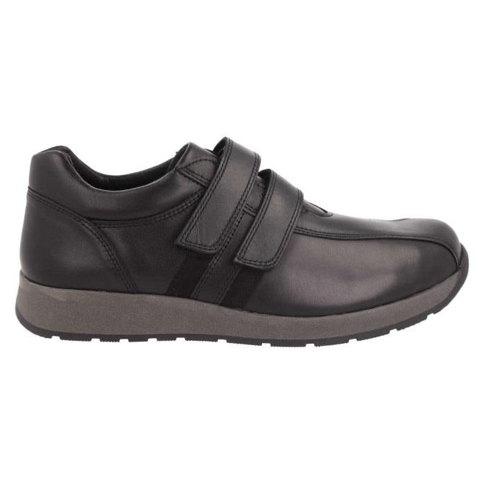 Men's Wide Fit DB Wayne Trainers in Black Leather - Image 2