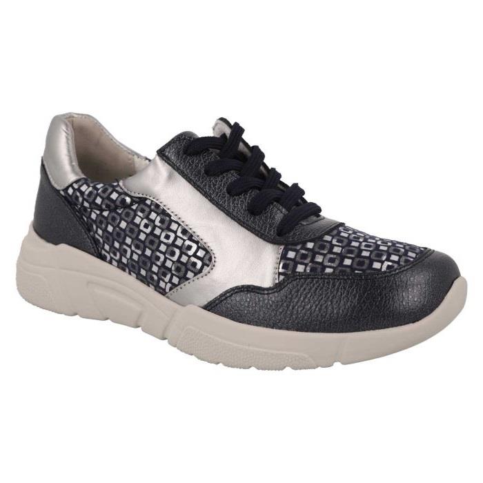 Women's Wide Fit DB Lauren Trainers in Navy / Silver / Leather / Multi - Image 3