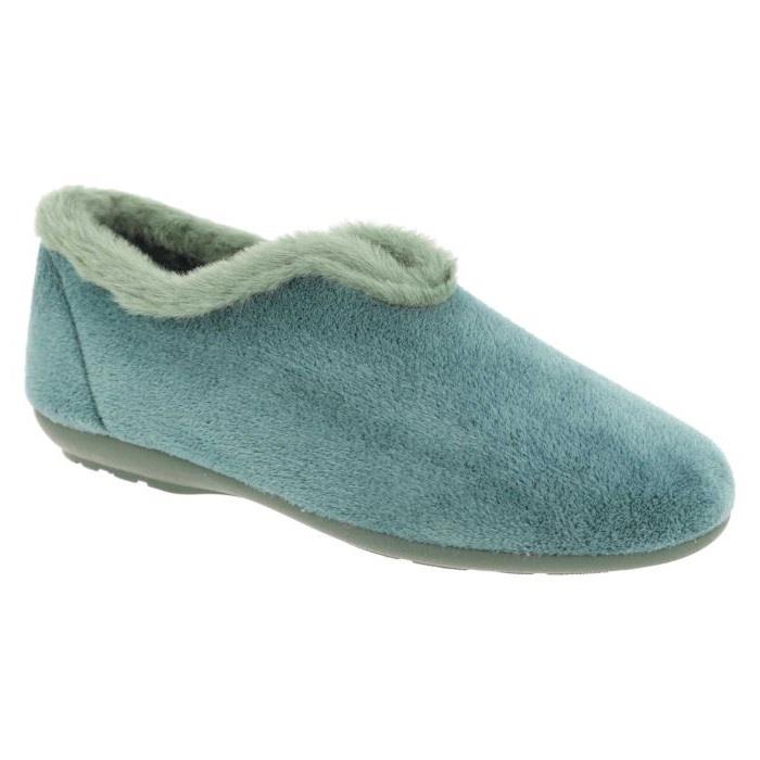 Women's Wide Fit DB Faye Slip on Slippers in Navy Velour - Image 14