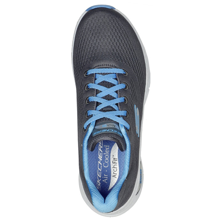 Women's Wide Fit Skechers 149057 Sunny Outlook Trainers in Charcoal/Blue - Image 1