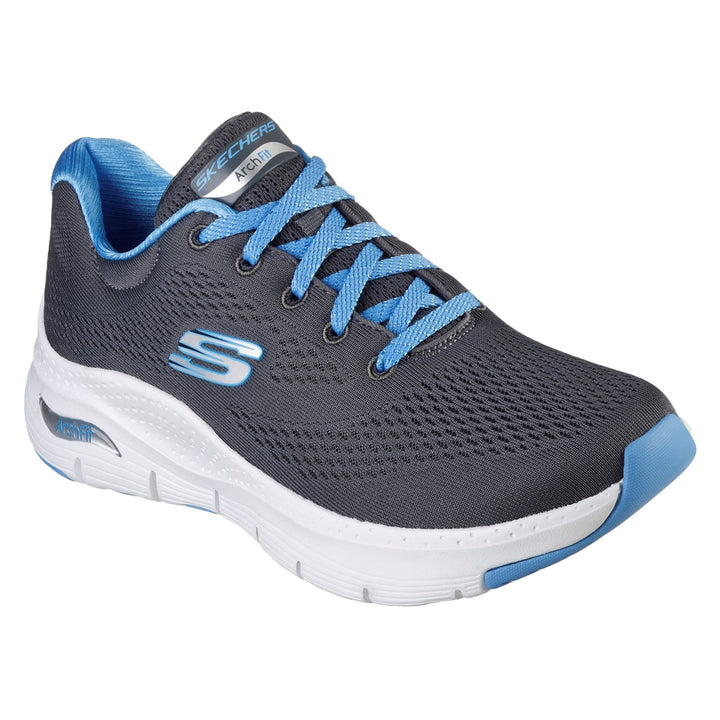 Women's Wide Fit Skechers 149057 Sunny Outlook Trainers in Charcoal/Blue - Image 1